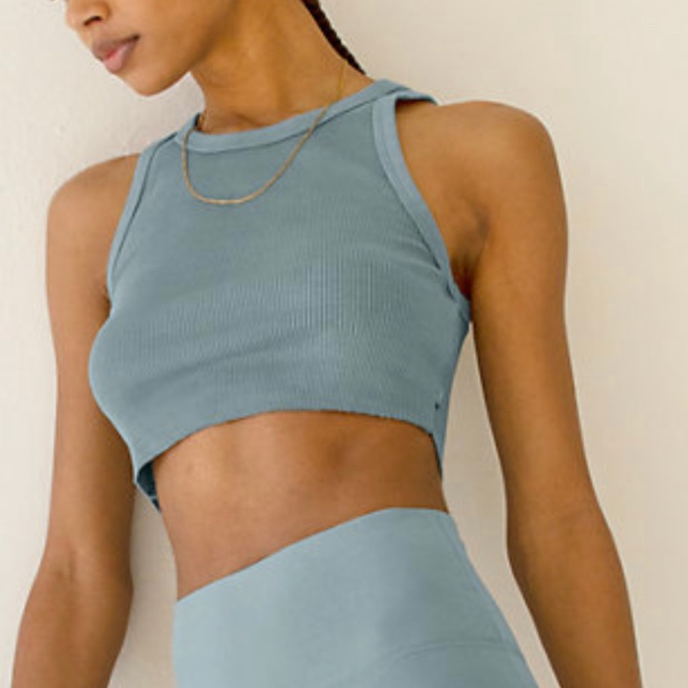 Tna ribbed racerback crop top in quicksilver blue